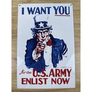 I Want You For The U.S Army Uncle Sam Recruiting Porcelain Sign Ande Rooney
